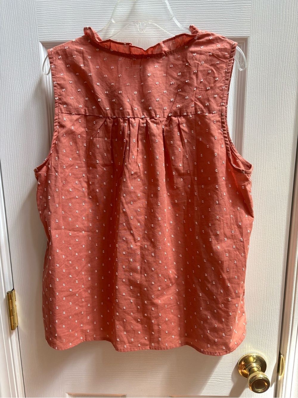 Anthropologie MINE Peach Cottagecore Tie Tank w/ White Embroidery, Size L, NWOT - Picture 6 of 6
